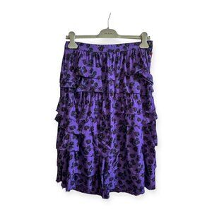 COMME DES GARÇONS Tricot  Floral Print Wool Tiered Midi Skirt